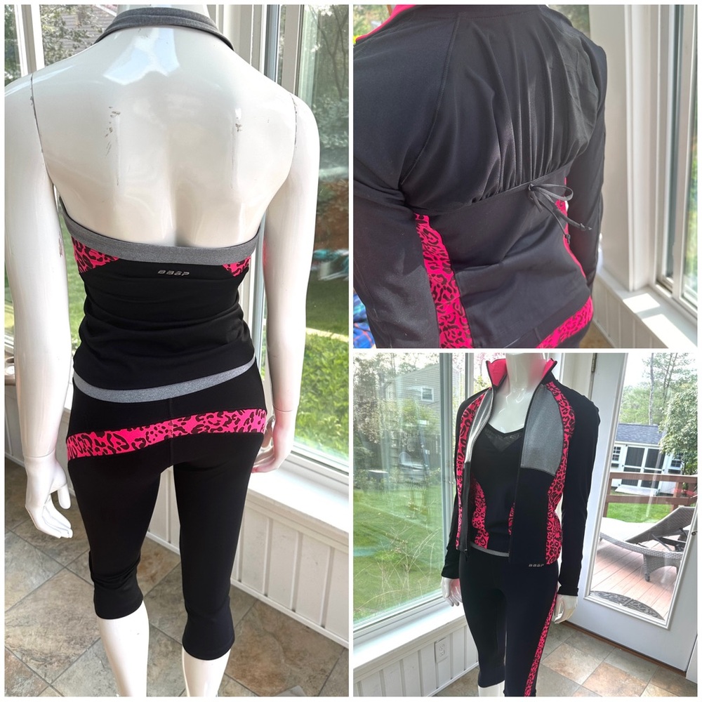 SOLD Bebe Sport 3 Pc Pink Leopard Tracksuit XS/S